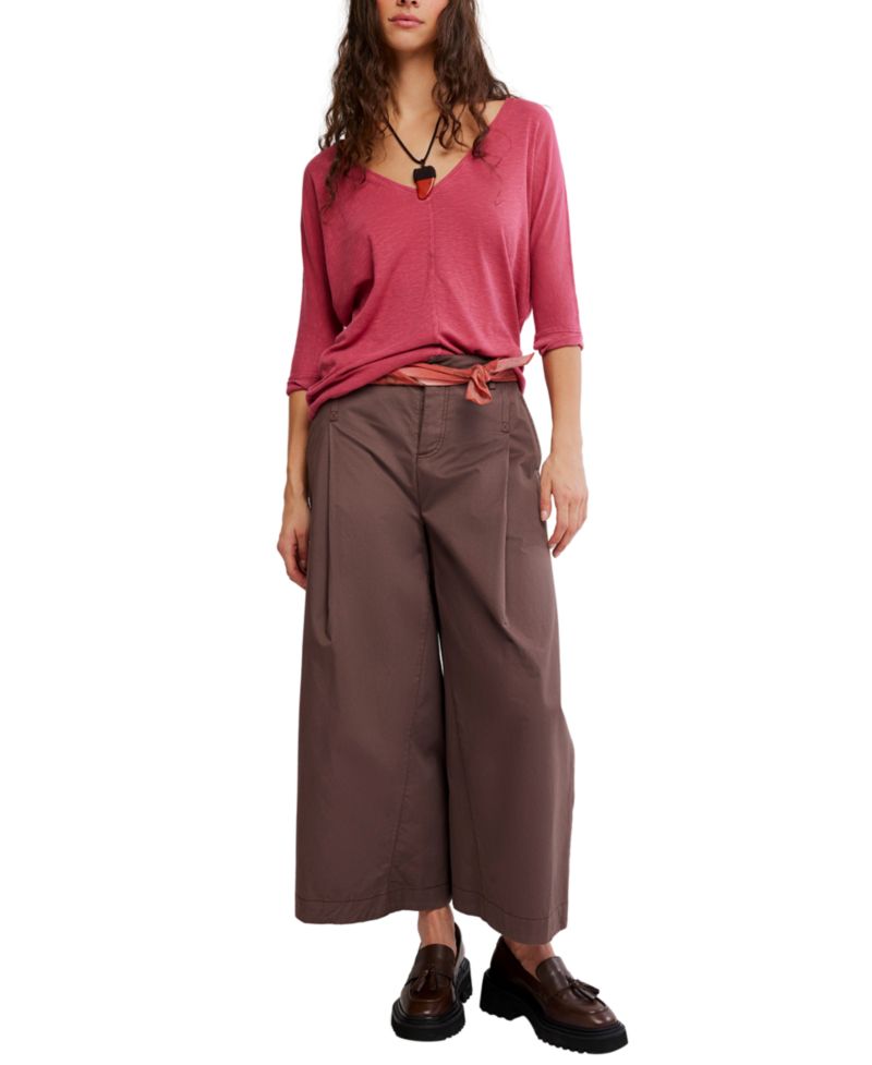 Women's High Line V-Neck 3/4-Length-Sleeve Cotton-Modal-Blend T-Shirt
