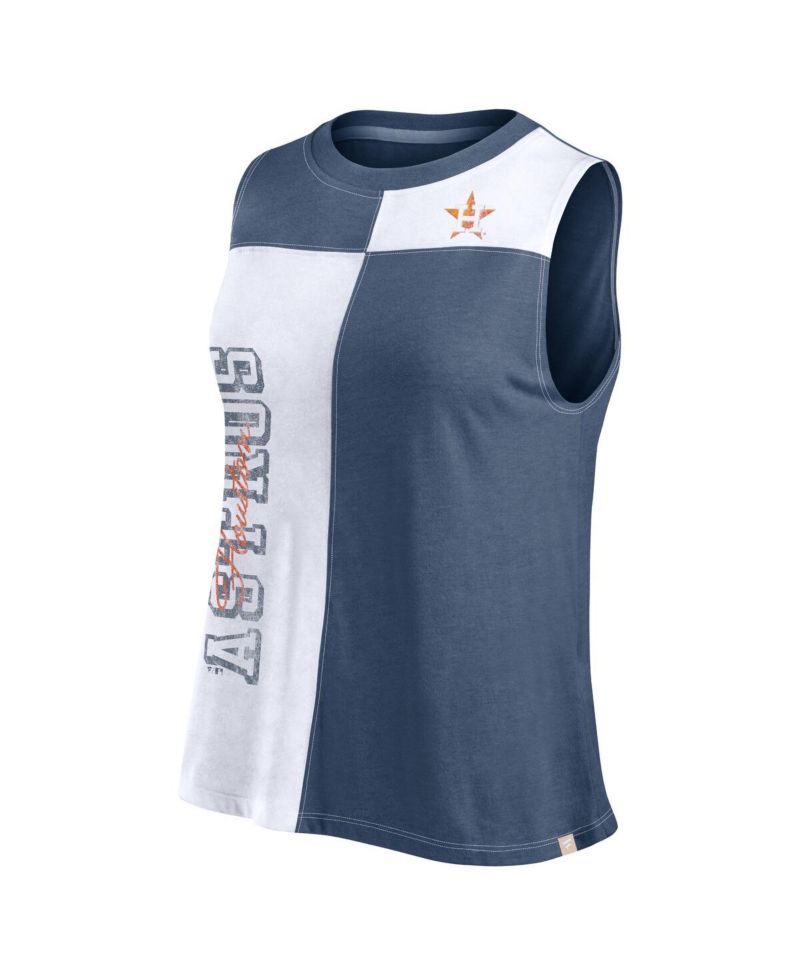Women's Navy/White Houston Astros Color-Block Tank Top