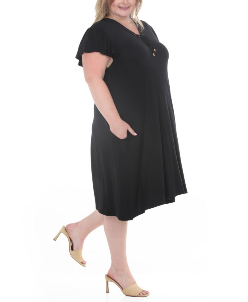 Plus Size V-Neck Tie-Front Shift Dress