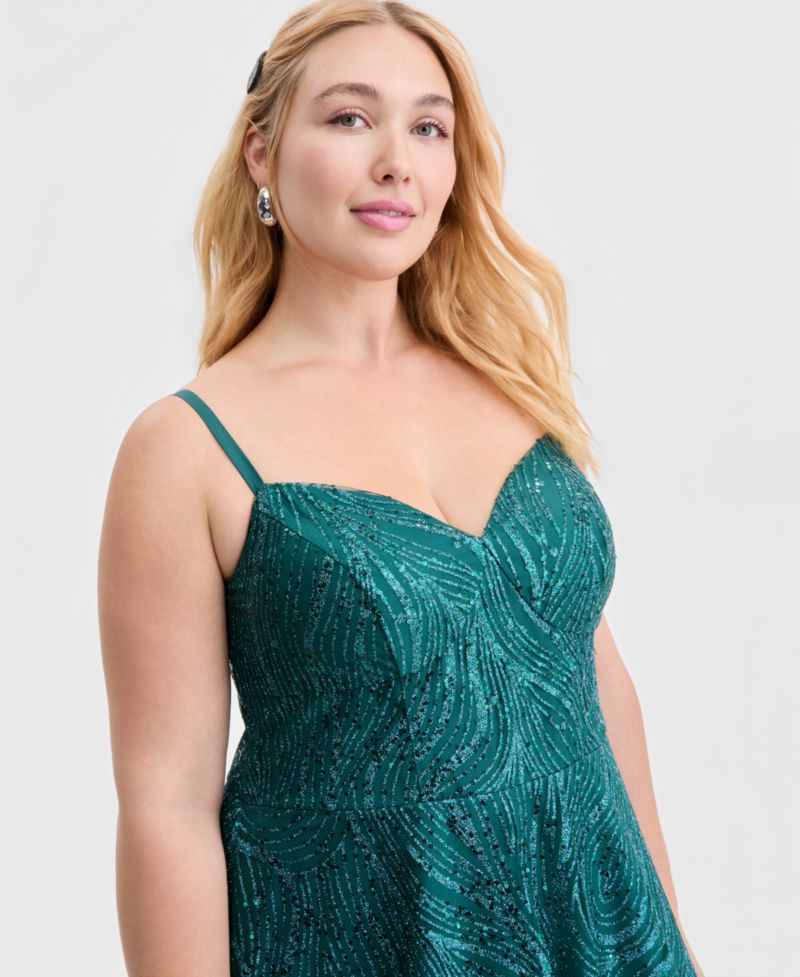 Trendy Plus Size Sequin Glitter Ball Gown, Created for Macy's