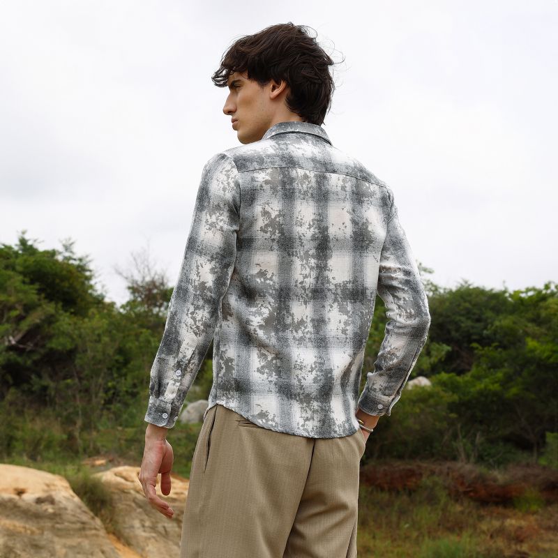 Men's Moon Grey Splash Check Shirt