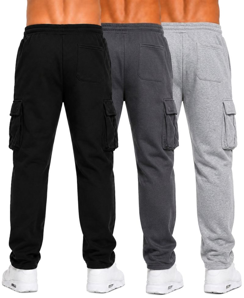 Men's Fleece-lined Cargo Sweatpants, 3-Piece
