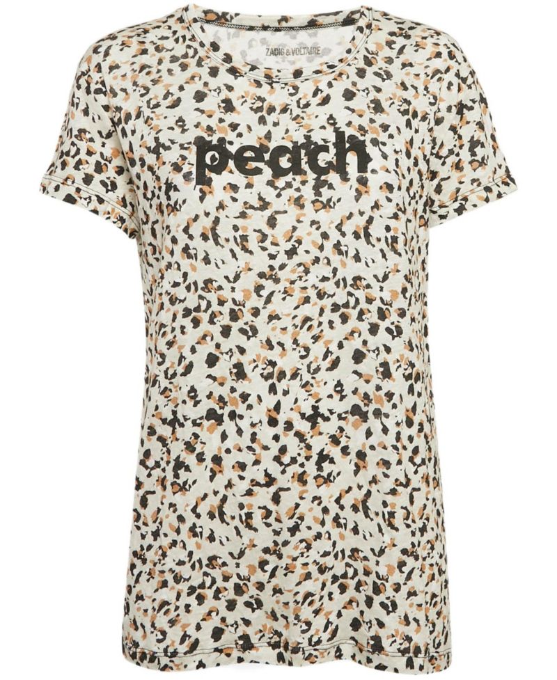 Women's Brown Tink Leopard Print Satin Blouse