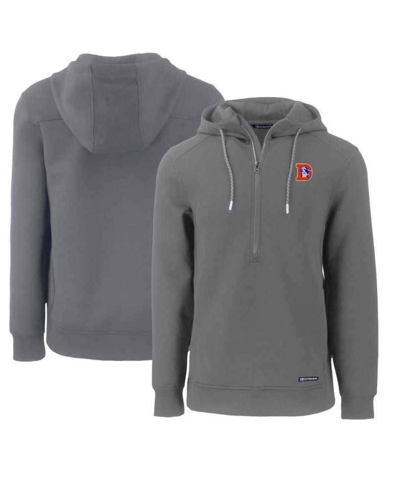 Men's Gray Denver Broncos Throwback Roam Eco Half-Zip Pullover Hoodie