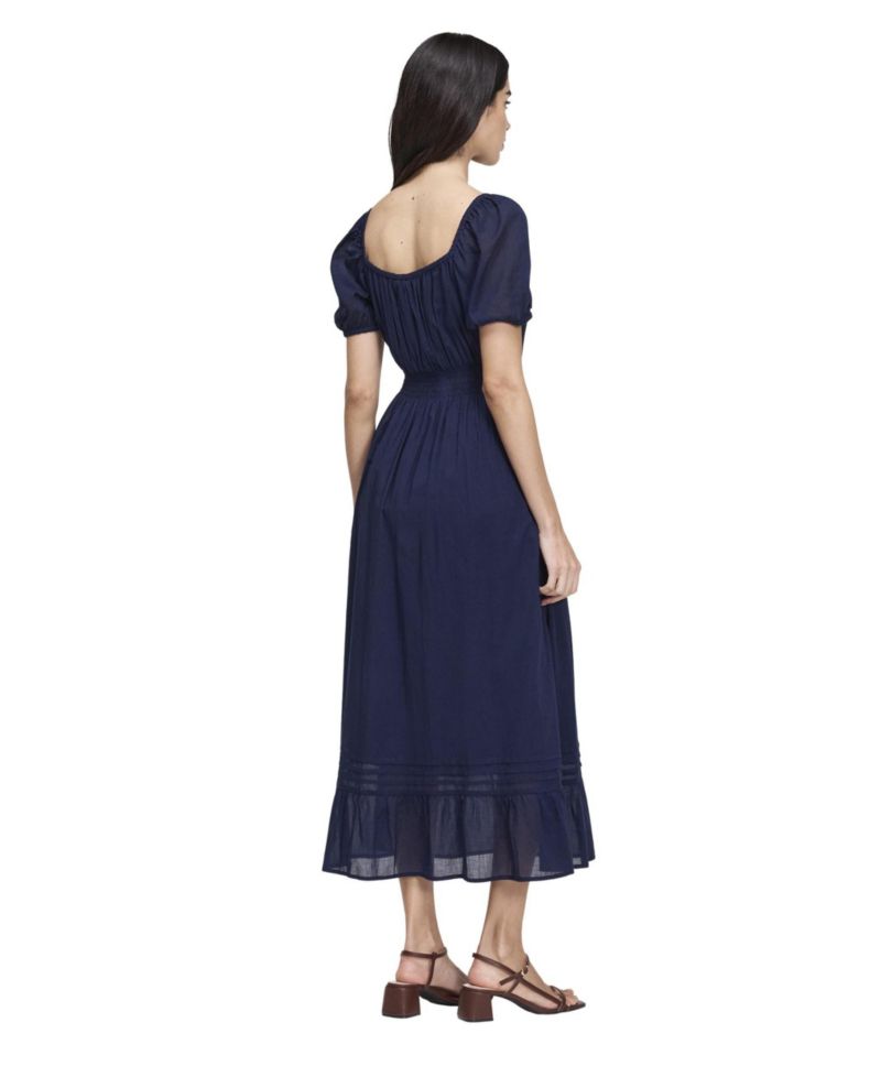 Women's Mandy Cotton Voile Square-Neck A-Line Puff-Sleeve Midi Dress