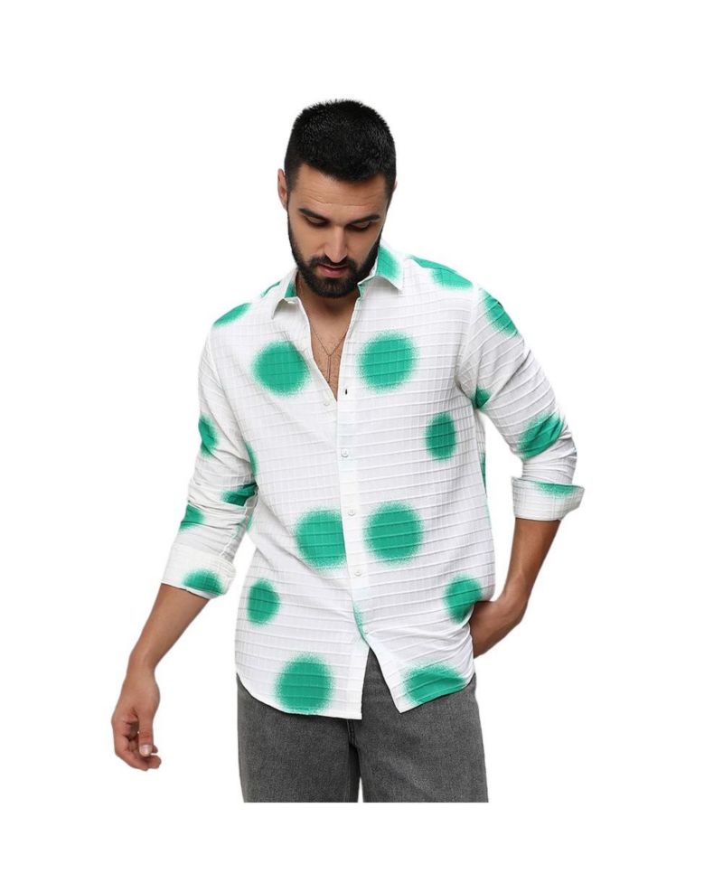 Men's Chalk White:Emerald Green Spraypaint Shirt