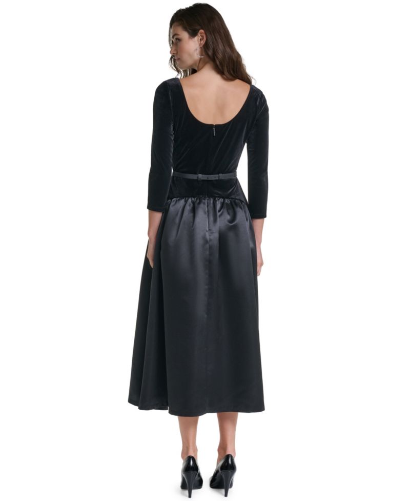 Women's Velvet Drop-Waist Midi Dress