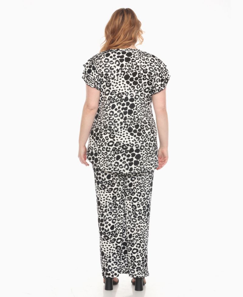 Plus Size 2-Piece Floral Print Tunic Top and Pants Set