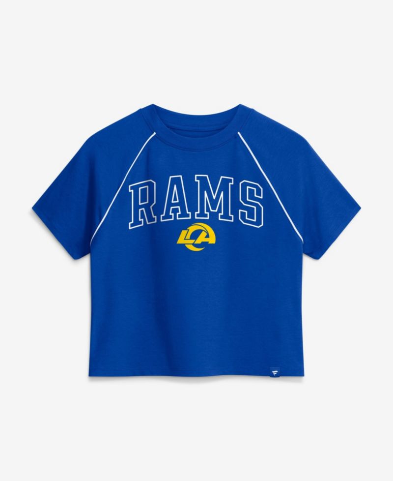 Women's Los Angeles Rams Offensive Scheme Raglan Tri-Blend Cropped T-Shirt