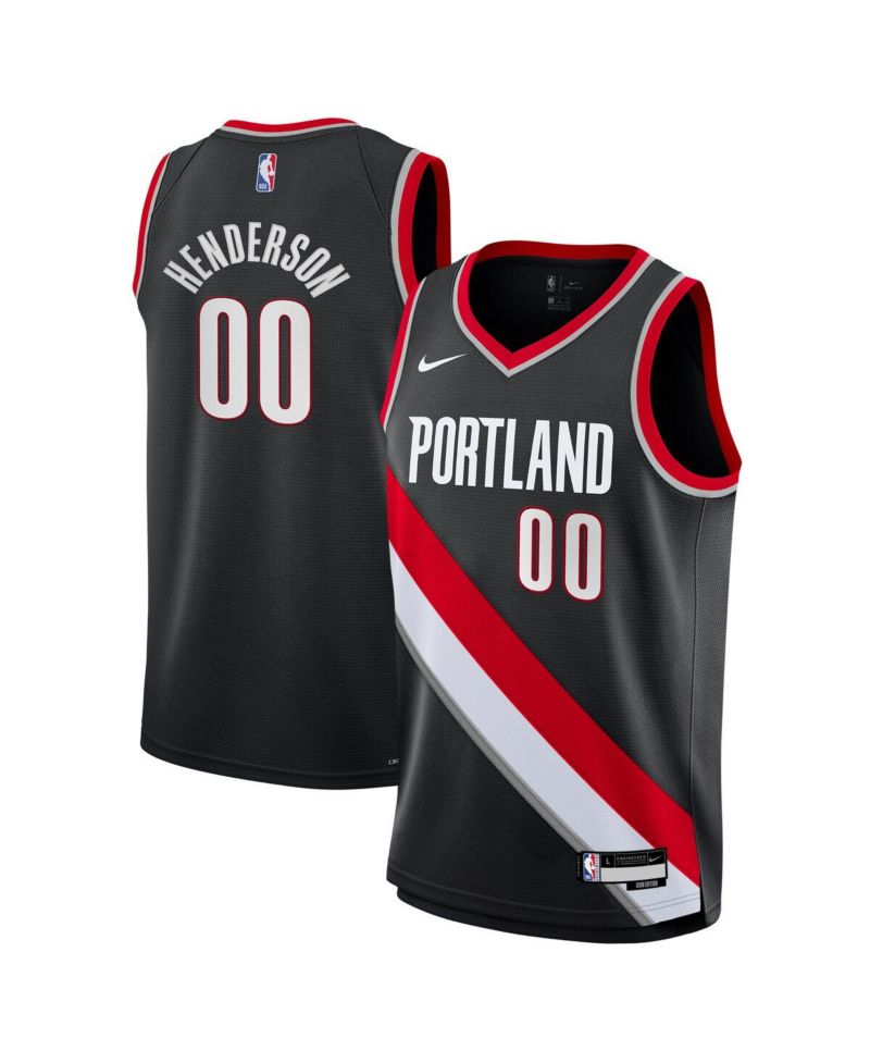 Big Boys and Girls Scoot Henderson Black Portland Trail Blazers Swingman Jersey - Icon Edition