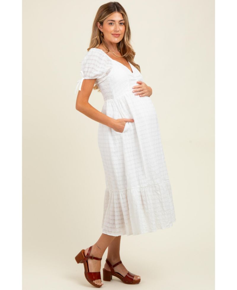 Women's Ivory Solid Sweet Heart Dress