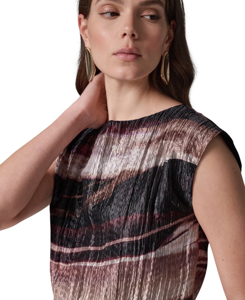 Petite Sleeveless Boat-Neck Striped Blouse