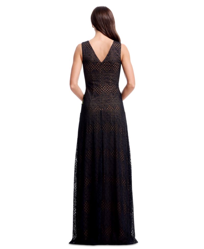 Women's Floral Applique Detail Sleeveless Gown