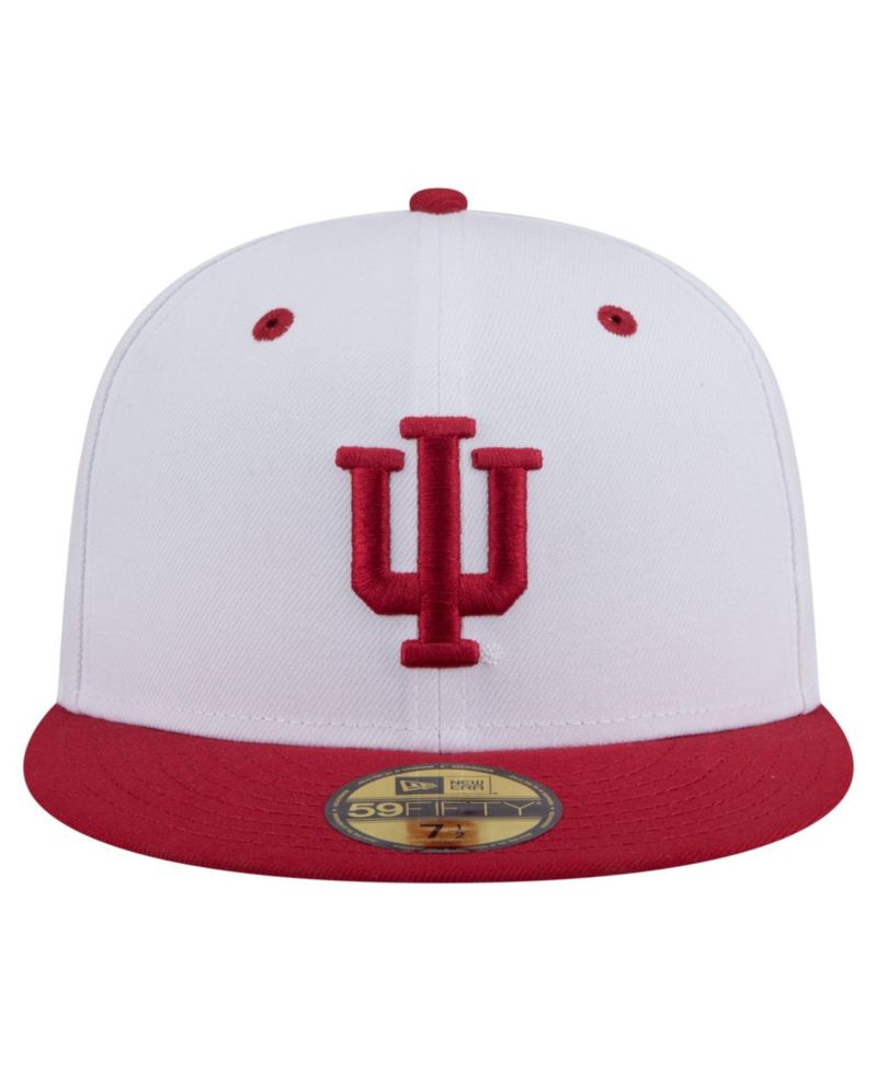 Men's White/Crimson Indiana Hoosiers On-Field Baseball Fitted Hat
