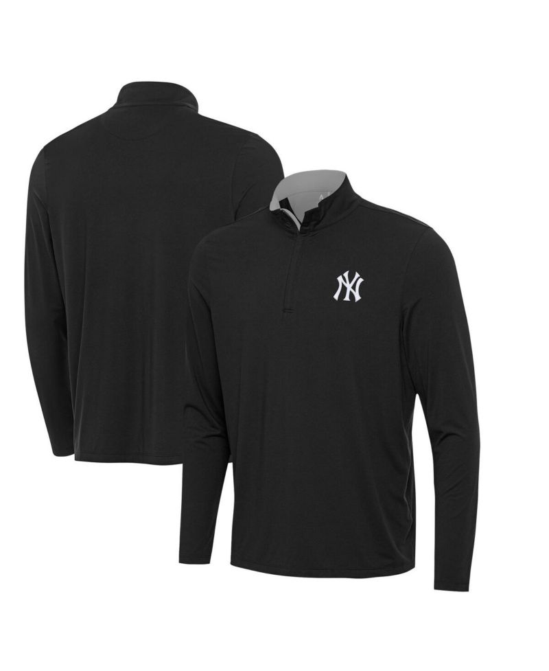 Men's Black New York Yankees Content Quarter-Zip Hoodie