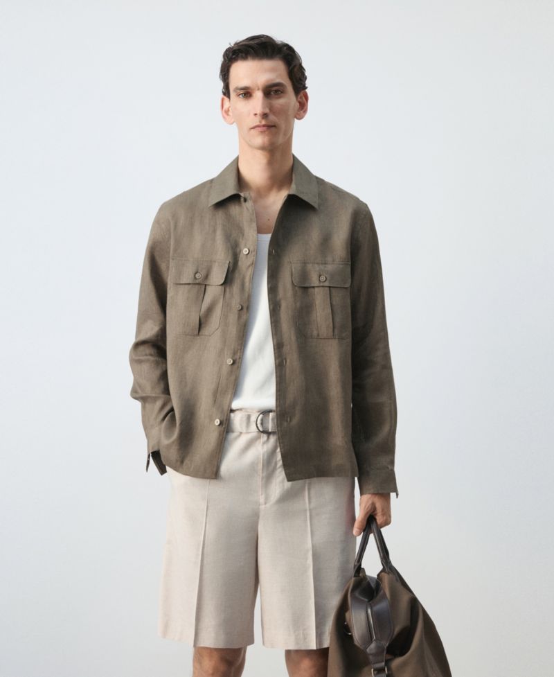 Men's Regular-Fit Linen Overshirt