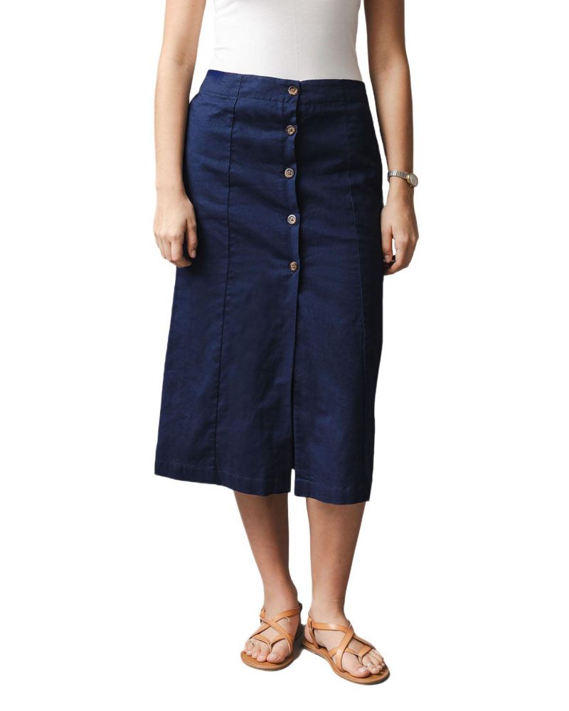 Women's Linen Button Front Skirt