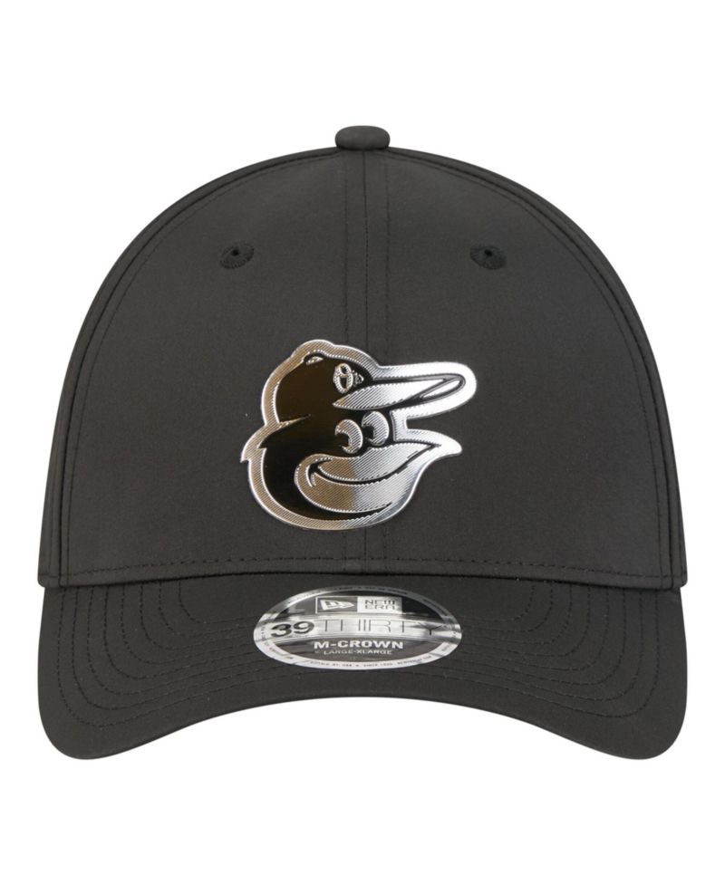 Men's Black Baltimore Orioles Metallic 39THIRTY M-Crown Flex Hat