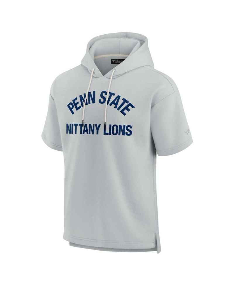 Men's and Women's Gray Penn State Nittany Lions Super Soft Fleece Short Sleeve Pullover Hoodie