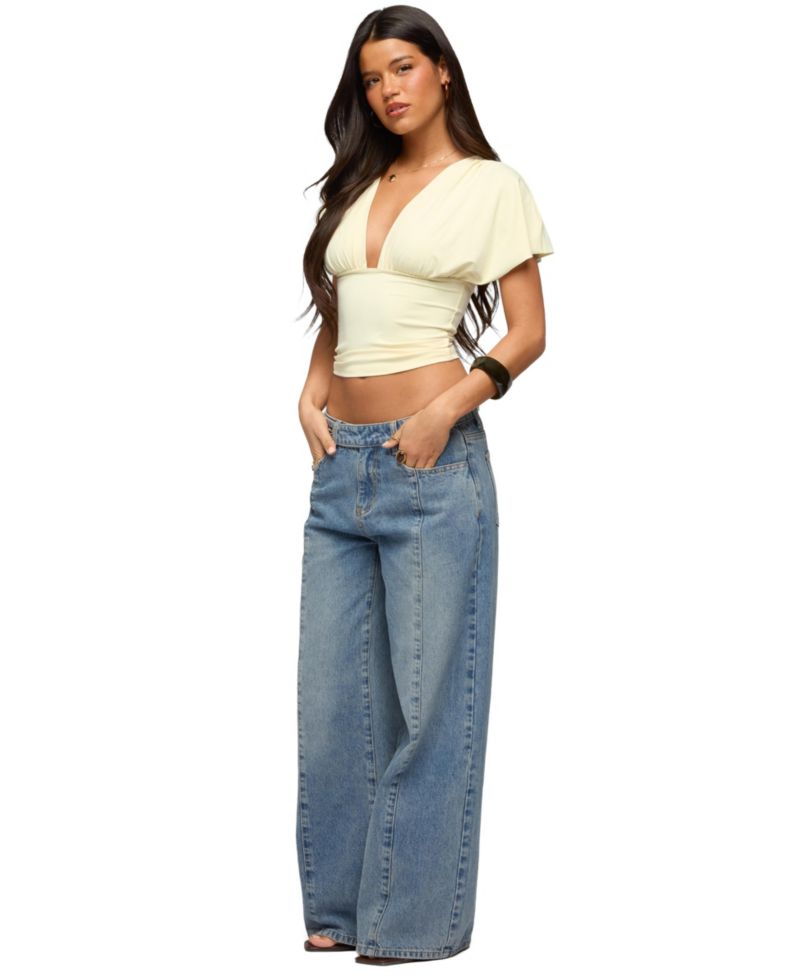 Women's Flutter Plunging V Neck Top