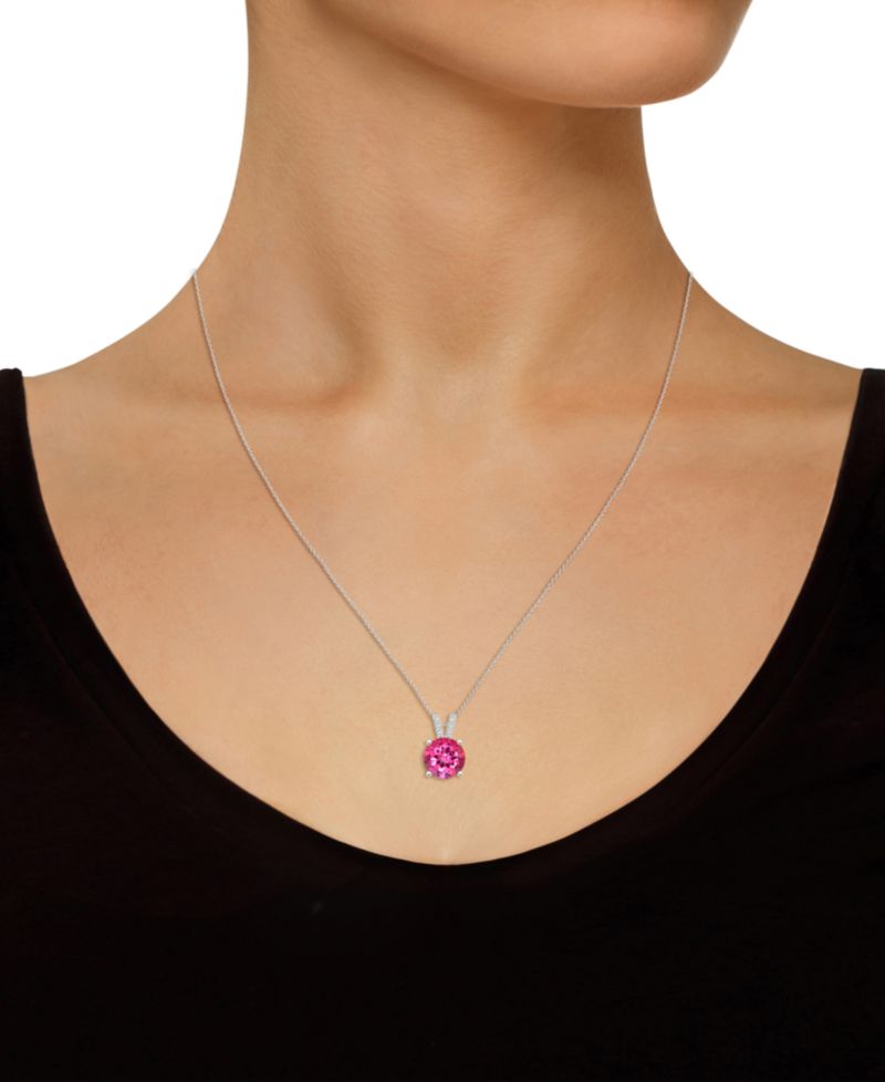 Mystic Topaz (2-3/8 ct. t.w.) & Diamond Accent Solitaire 18" Pendant Necklace in Sterling Silver (Also in Pink Topaz)