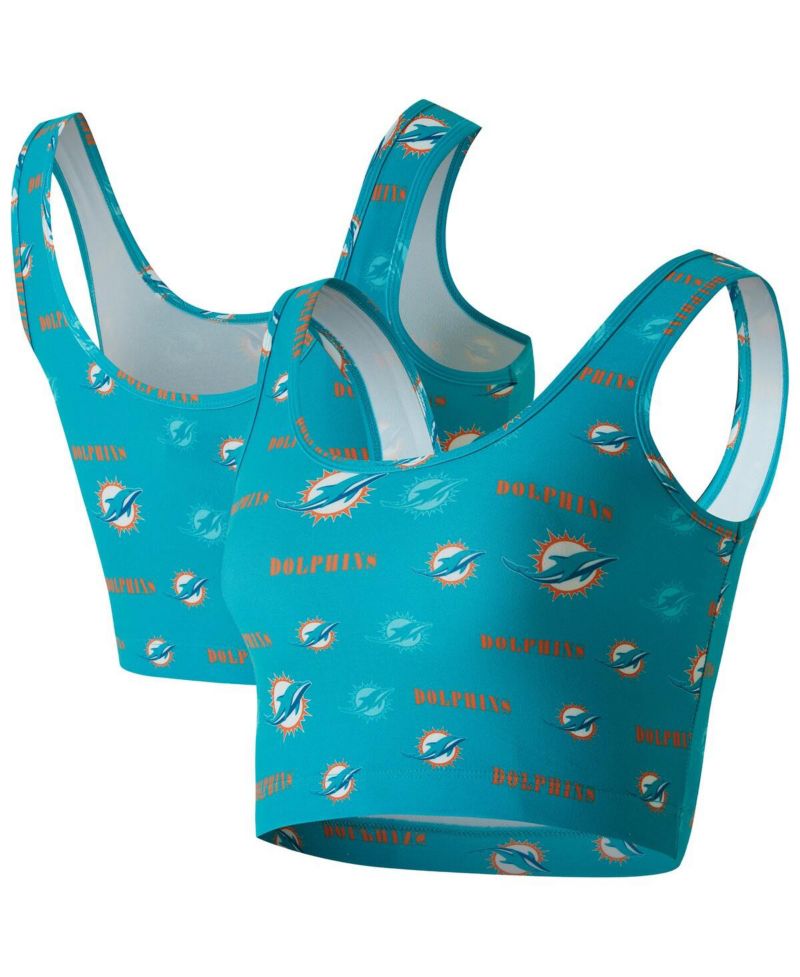 Women's Aqua Miami Dolphins Mosaic Allover Print Bralette