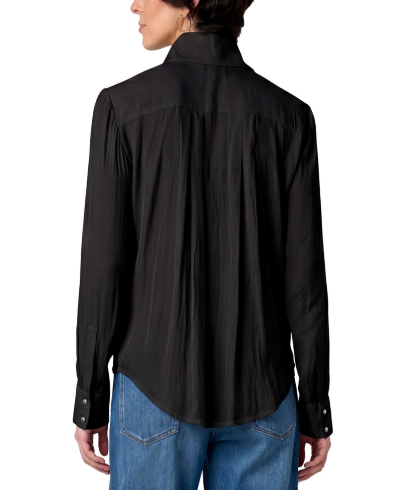 Women's High-Collar Long-Sleeve Tuxedo Blouse