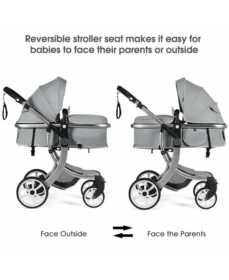 Folding Aluminum Infant Bassinet Reversible Baby Stroller