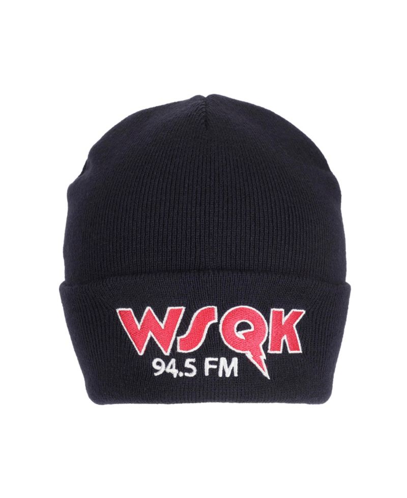 Men's WSQK Embroidery Navy Acrylic Yarn Standard Cuff Beanie