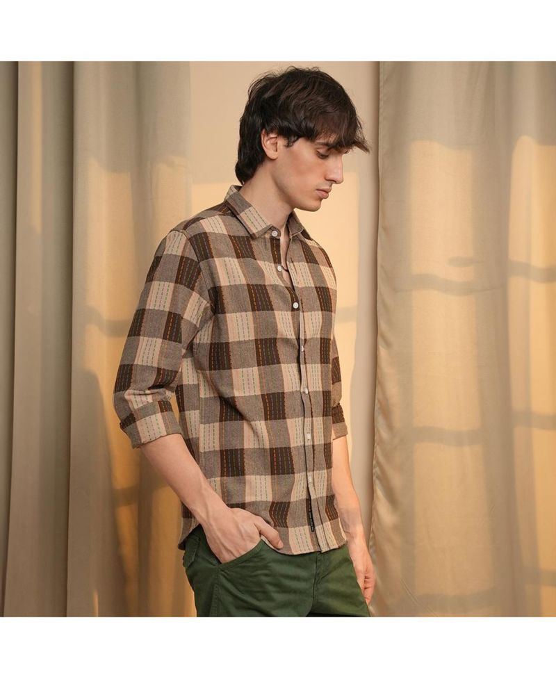 Men's Chocolate Brown Chalk-Buffalo Check Shirt