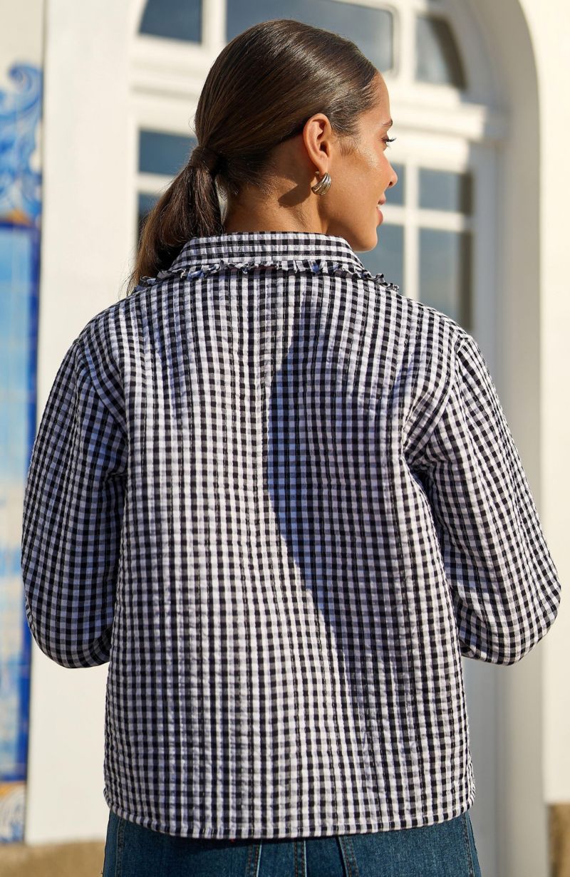 Women's Gingham Frill Collar Jacket