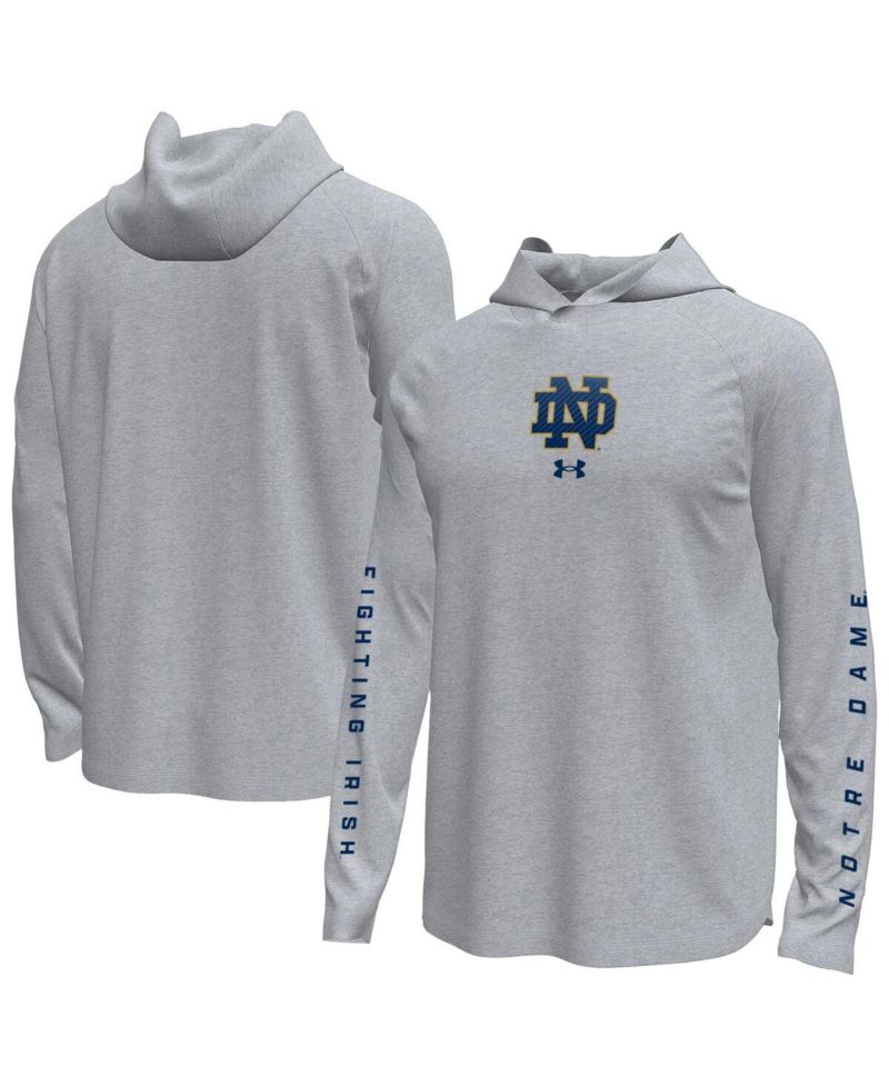 Men's Gray Notre Dame Fighting Irish Tech Stretch Long-Sleeve Hooded T-Shirt