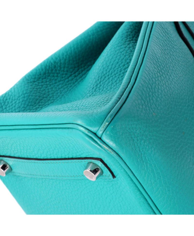 Birkin 30 Handbag Blue Clemence with Palladium Hardware