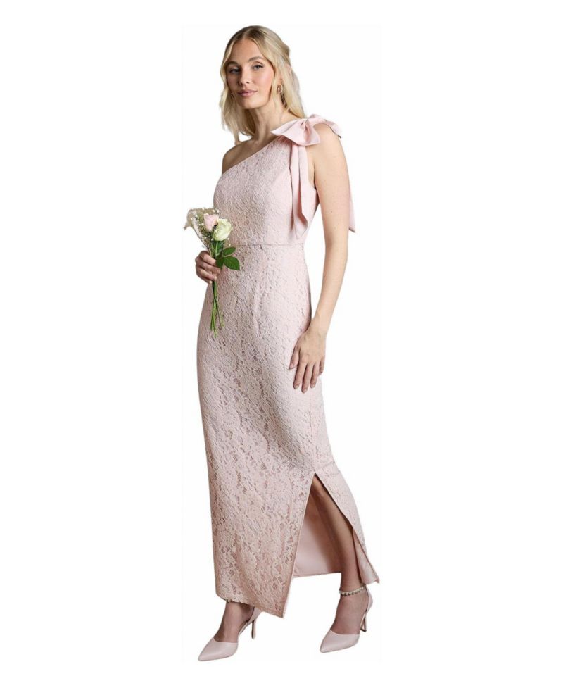 Women's One Shoulder Lace Maxi Dress
