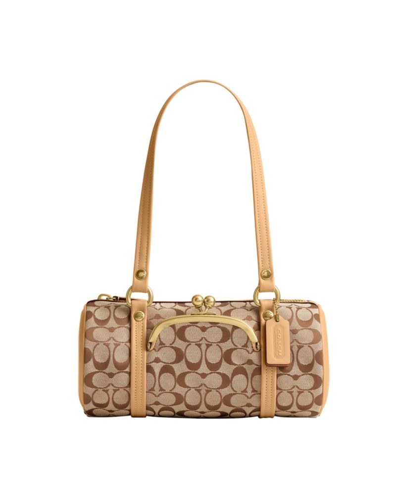 Kisslock Small Signature Jacquard Barrel Shoulder Bag 28