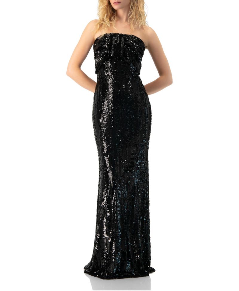 Women's Strapless Sequin Column Gown