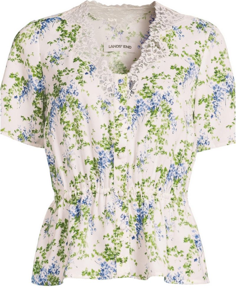 Plus Size Short-Sleeve Peplum V-Neck Blouse