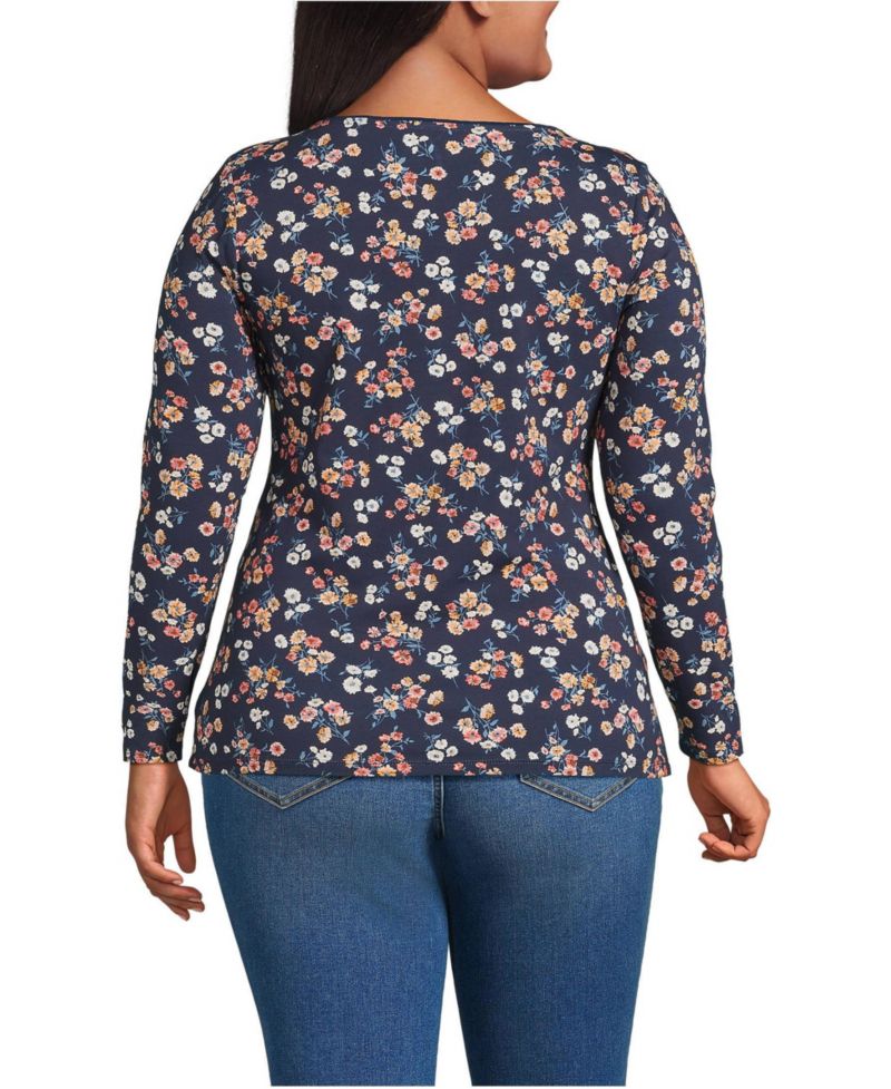 Women's Lightweight Jersey Skimming Long Sleeve Scoop Neck T-shirt