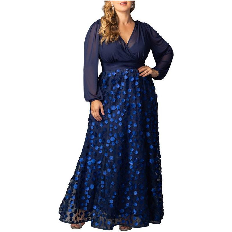 Plus Size Blossoming Beauty Mesh Evening Gown