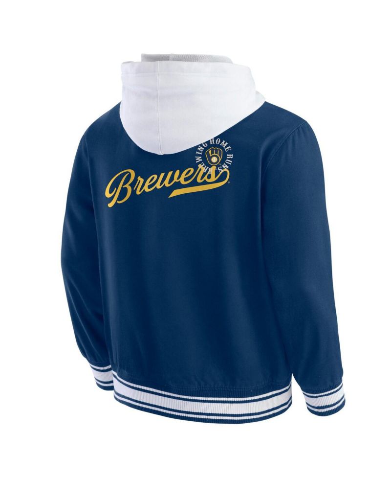Darius Rucker Collection by Men's Navy Milwaukee Brewers Full-Snap Hooded Jacket