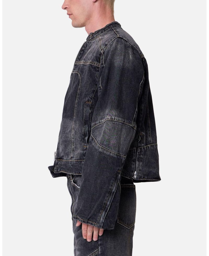 Men's Panelled Moto Denim Jacket