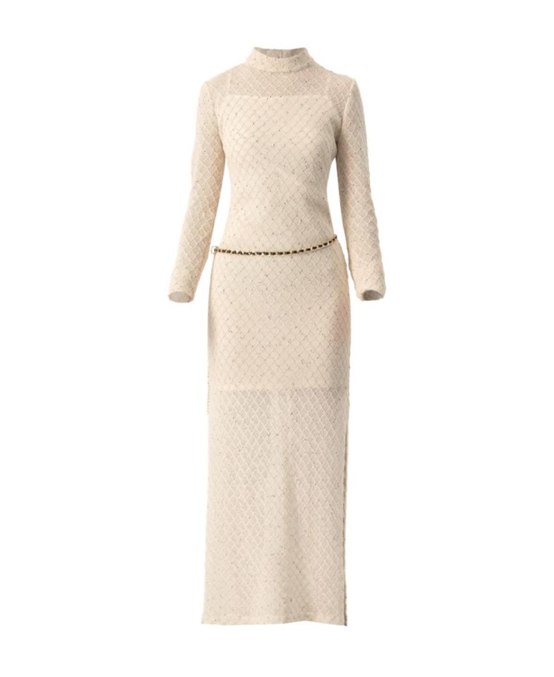 Women's High Neck Knitted Long Dress