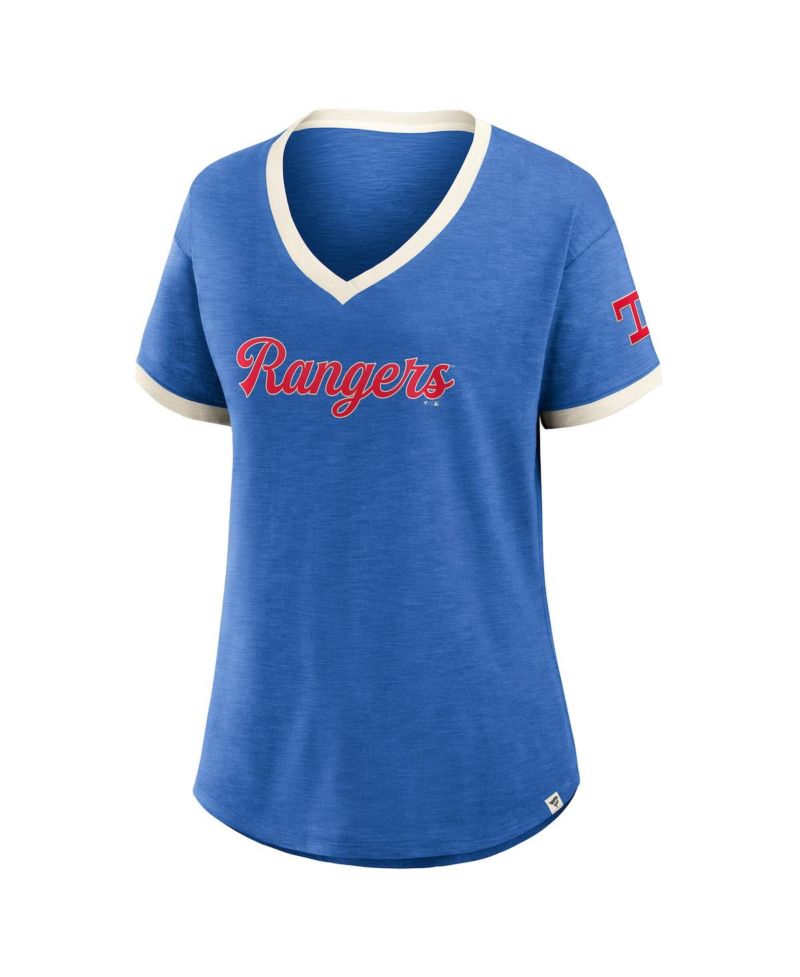 Women's Royal Texas Rangers Relaxed Fit Vintage Play&iquest; Slub V-Neck Fashion Top