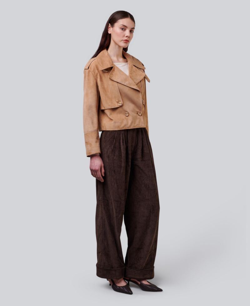 Women's Lydia Suede Cropped Trench-Style Jacket