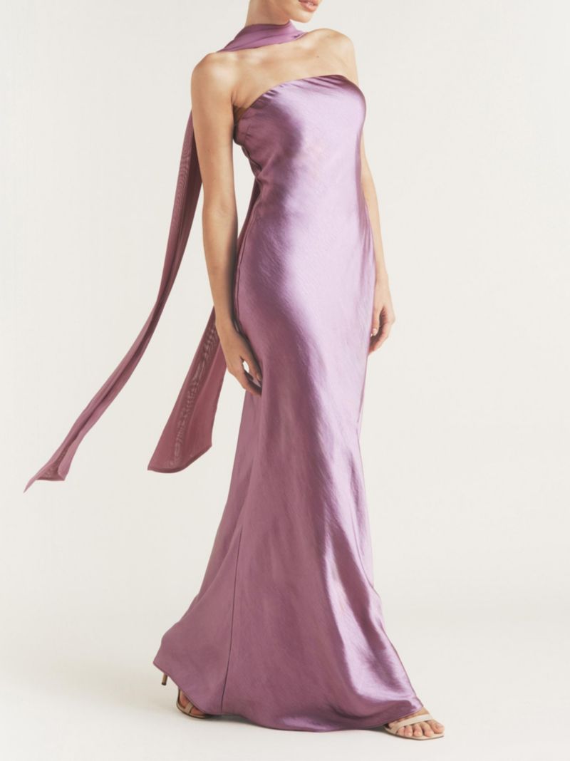 Women's Bandeau Satin Bridesmaid Dress