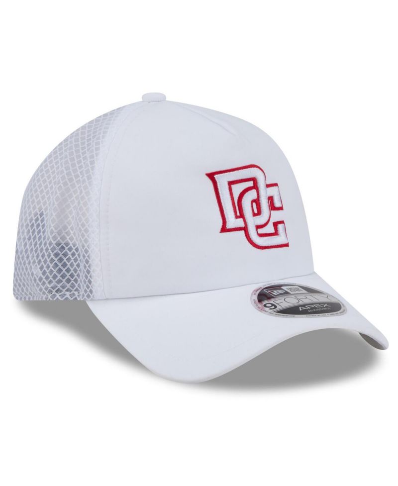Men's White Washington Nationals 2026 Batting Practice Apex 9FORTY Adjustable Trucker Hat