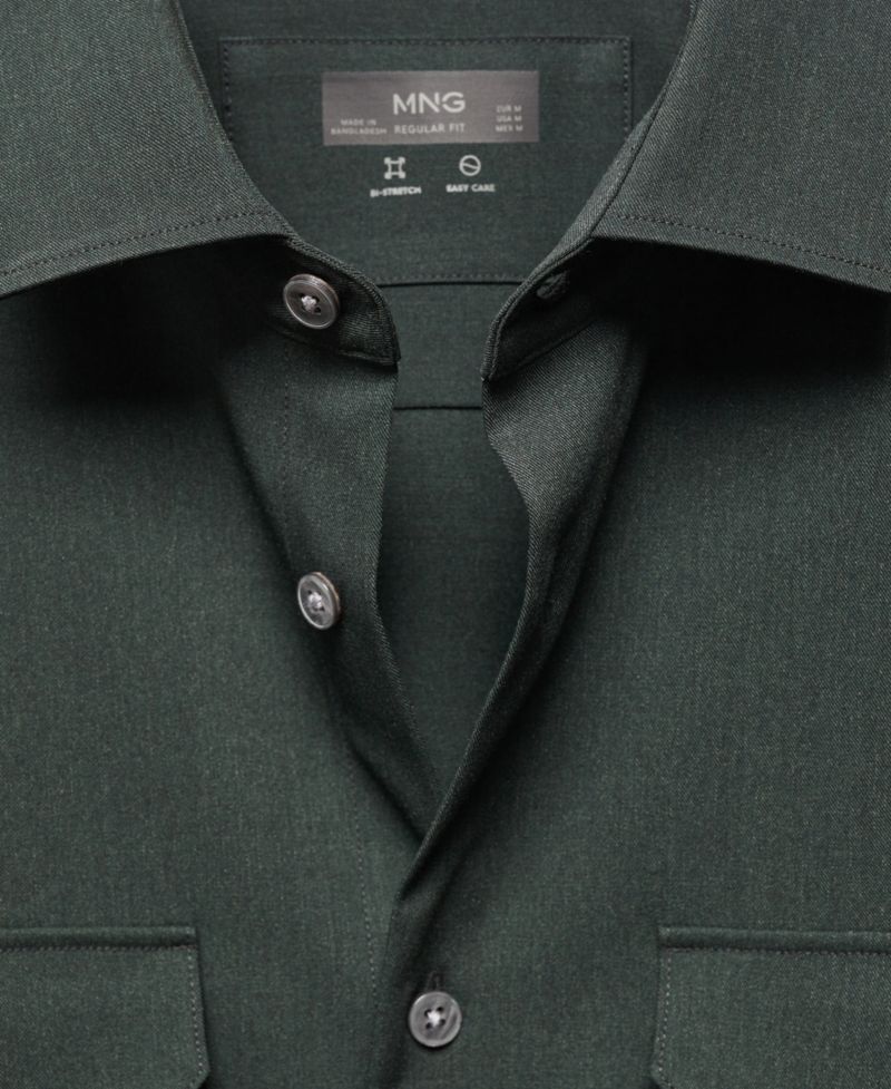 Men's Pockets Detail Stretch Fabric Overshirt