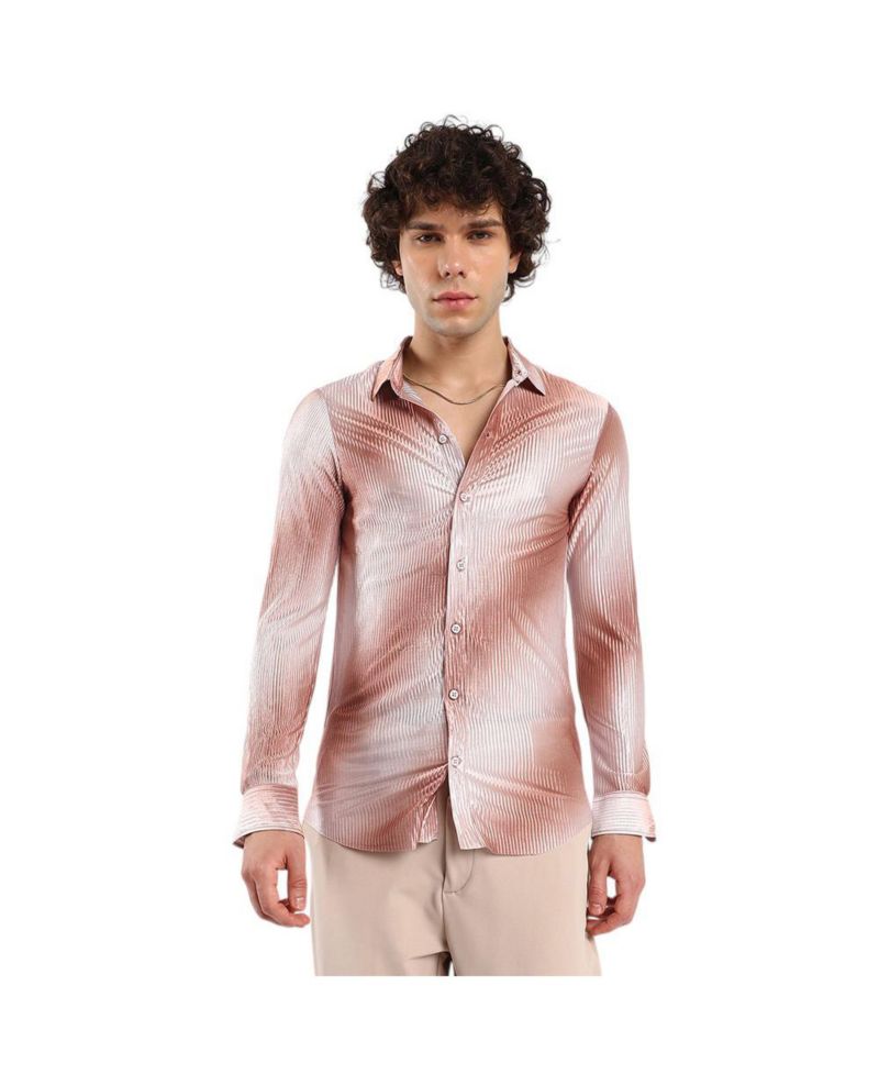 Men's Ombre-Pleated Shirt