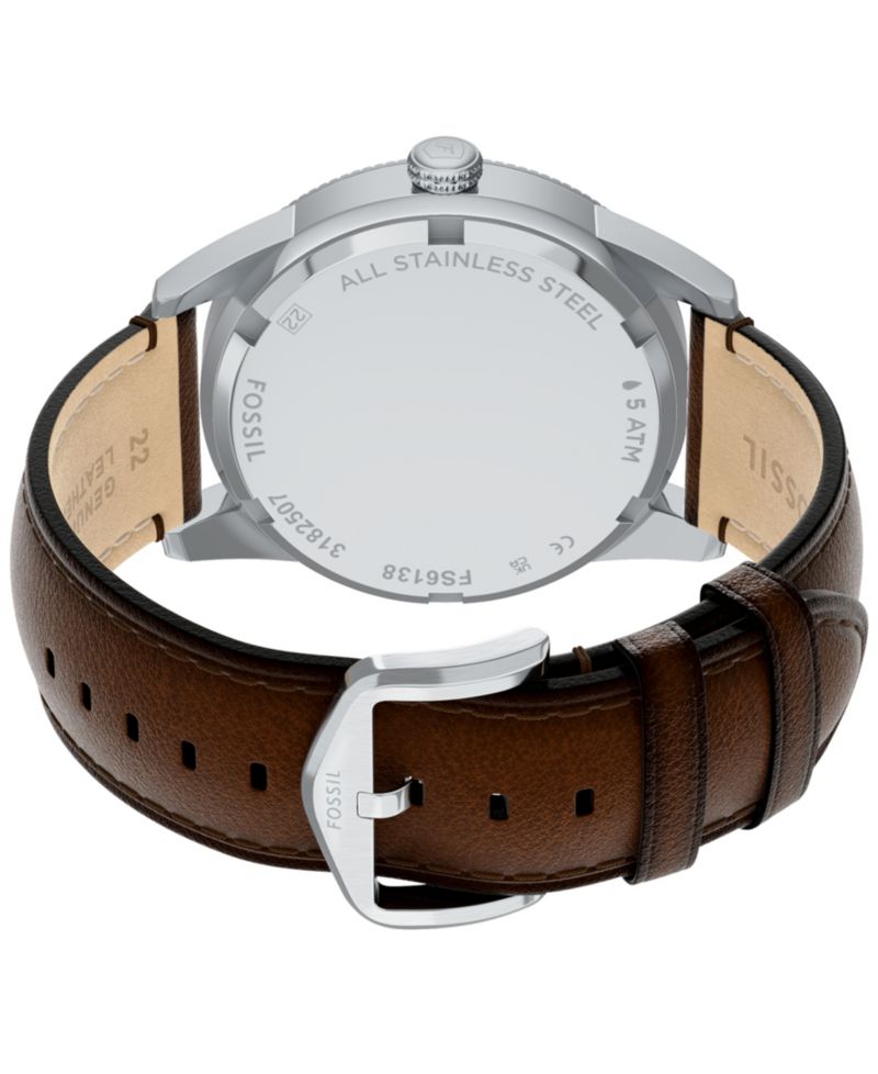Men's Pearson Multifunction Brown Leather Watch, 42mm