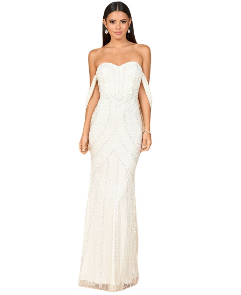 Women's Beaded Gown with Cape Detail